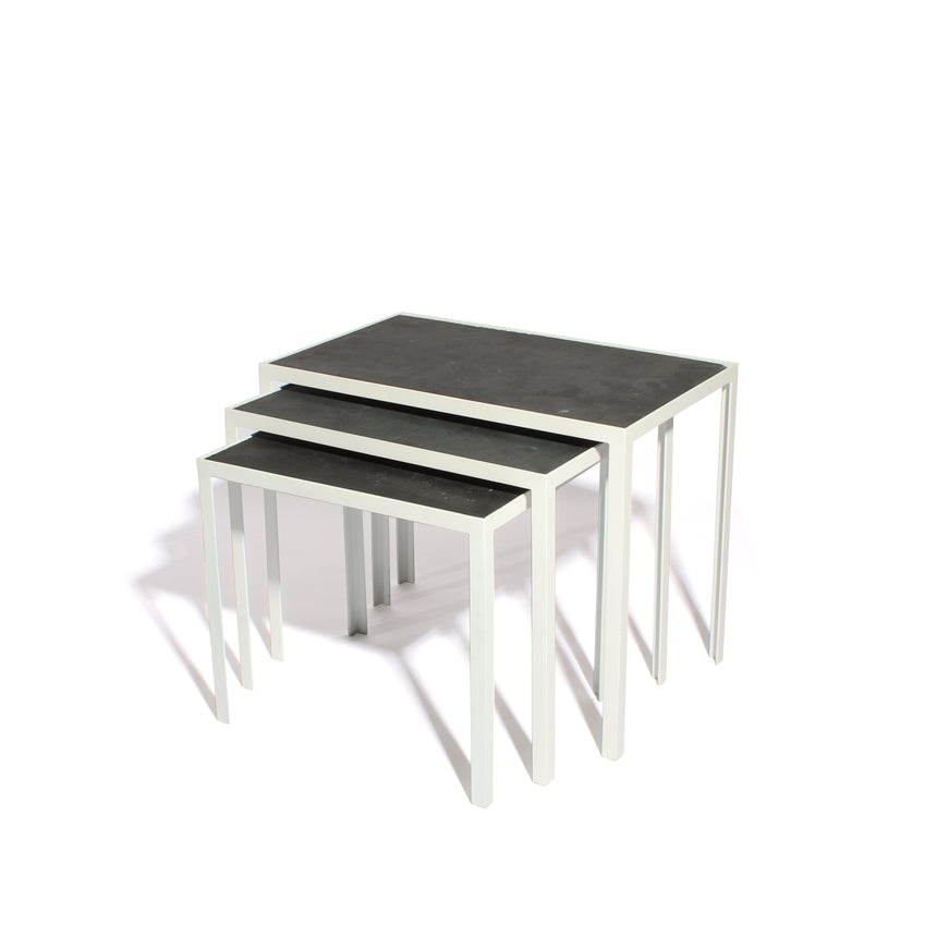 Slate Rectangle Nesting Tables With Black Frame