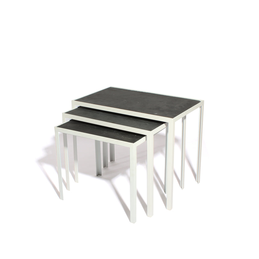 Slate Rectangle Nesting Tables With White Frame